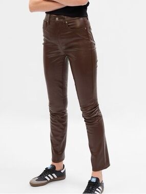 GAP Chocolate Brown Vegan Leather Vintage Slim High Rise Pants. Size 25.
